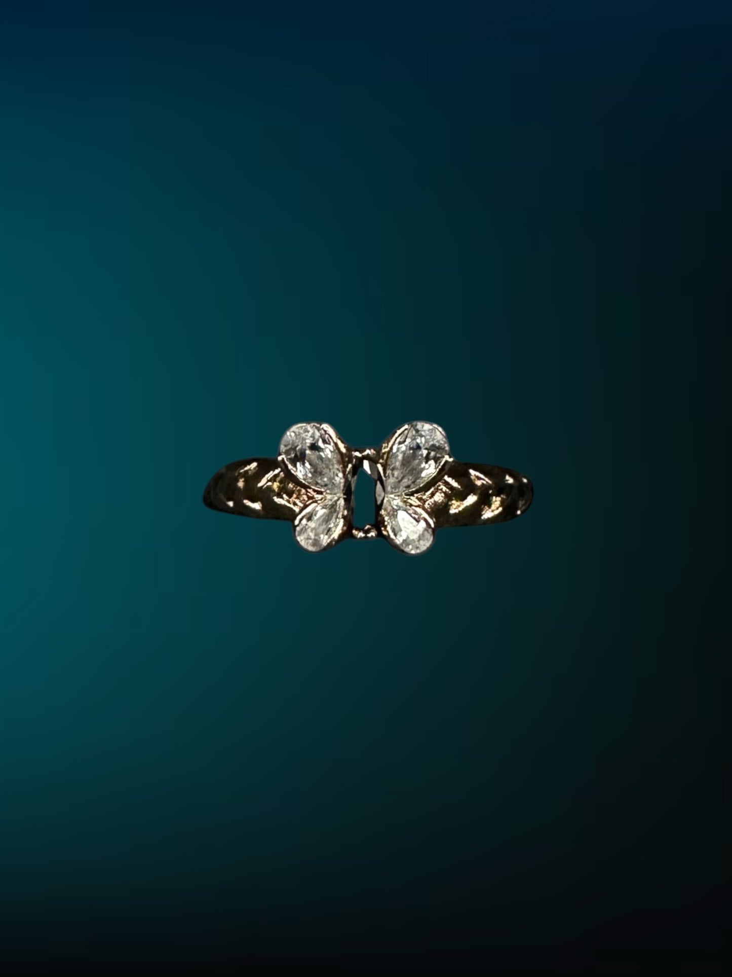 Black Diamond Butterfly Ring