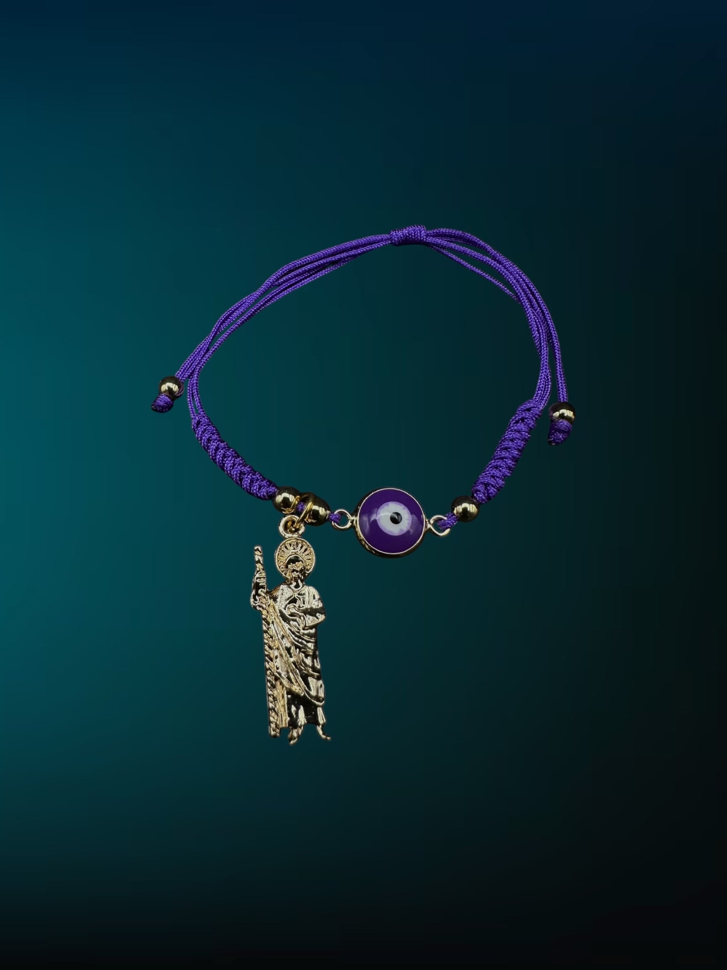 Purple Evil Eye San Judas Bracelet