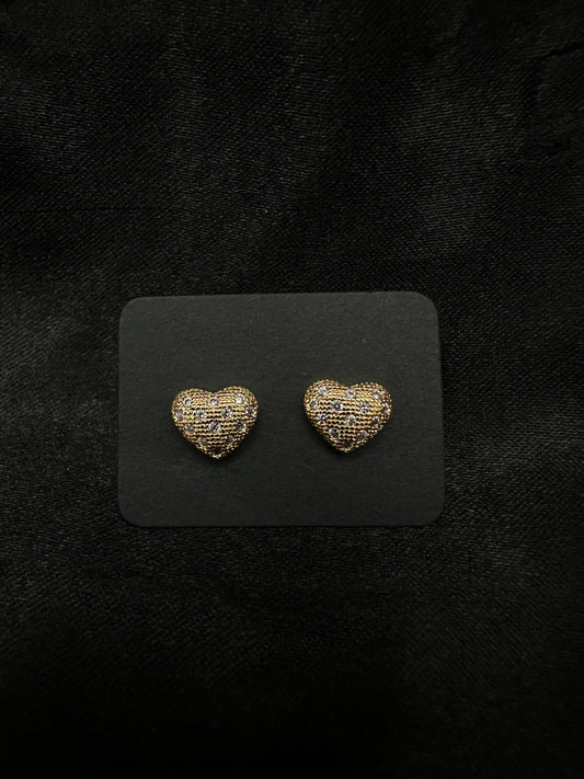 Gold Heart Diamond Earrings