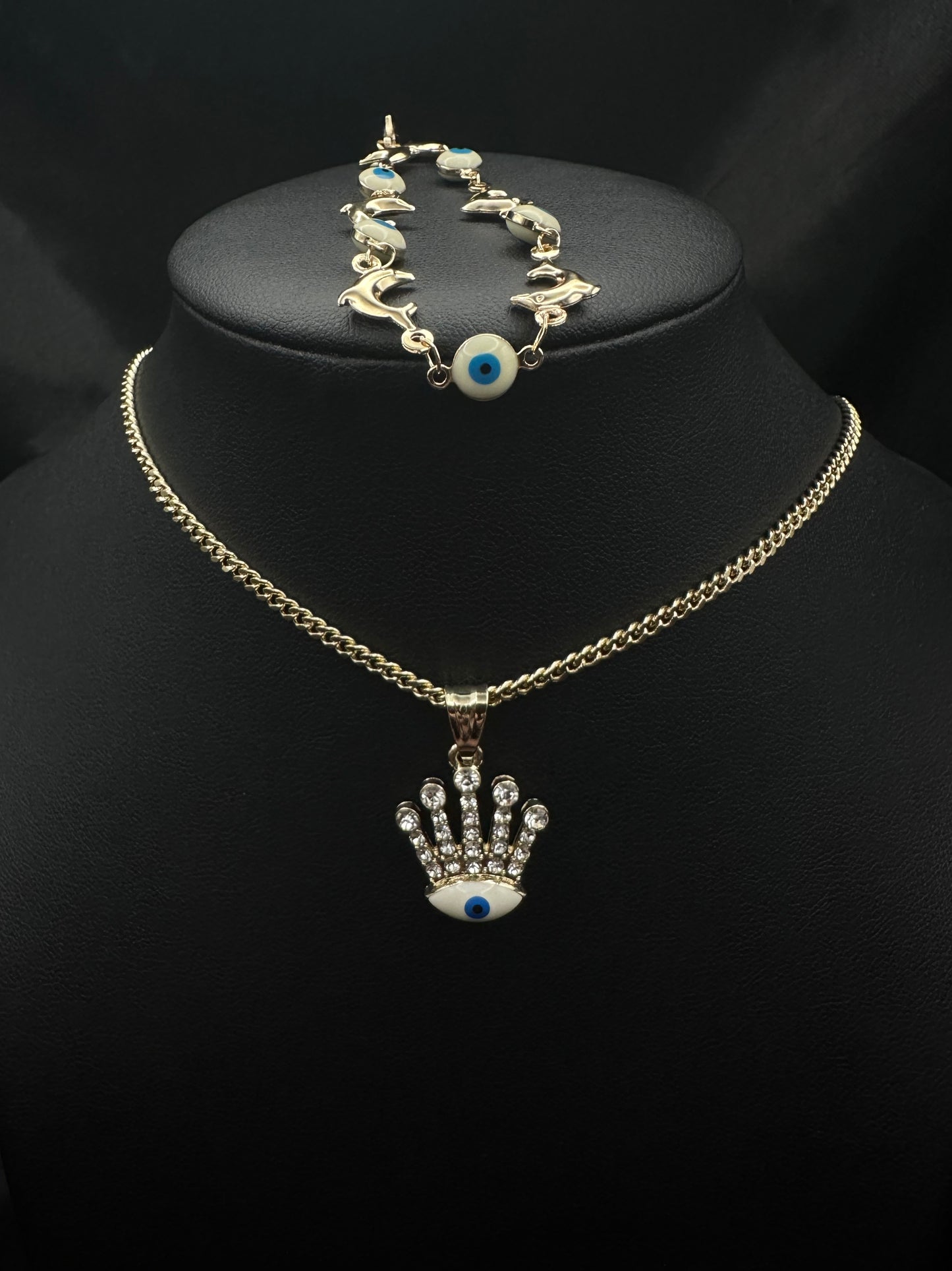 White Evil Eye Crown Set