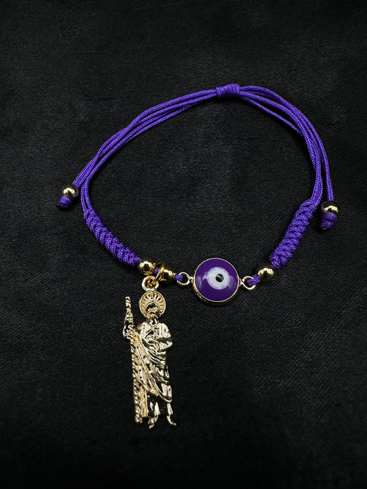 Purple Evil Eye San Judas Bracelet