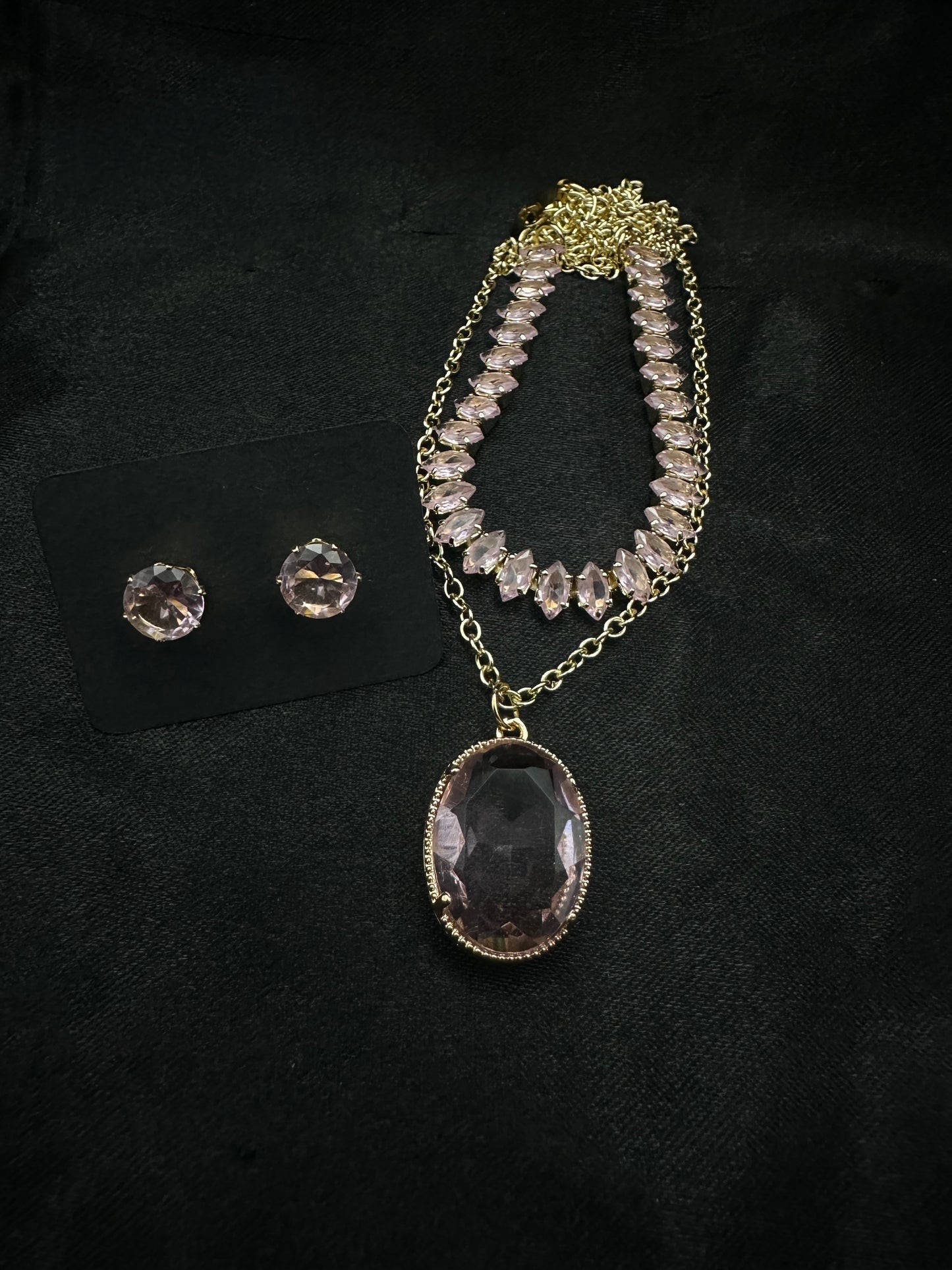 Pink Oval Diamond Set