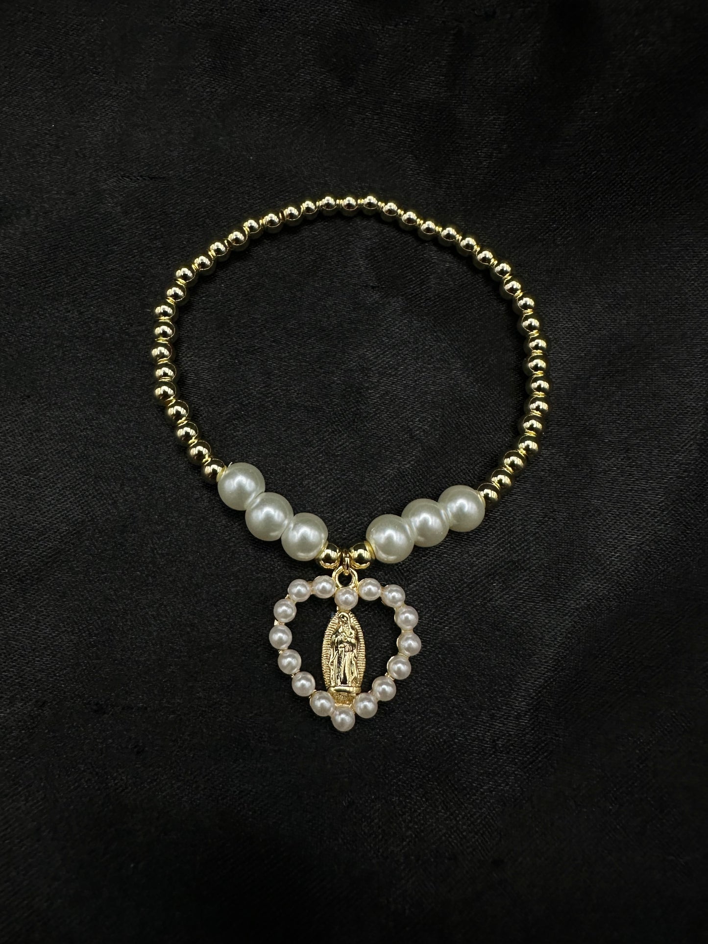 Heart Pearl Virgin Mary Bracelet