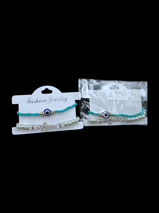 Evil eye/Cross Bracelet