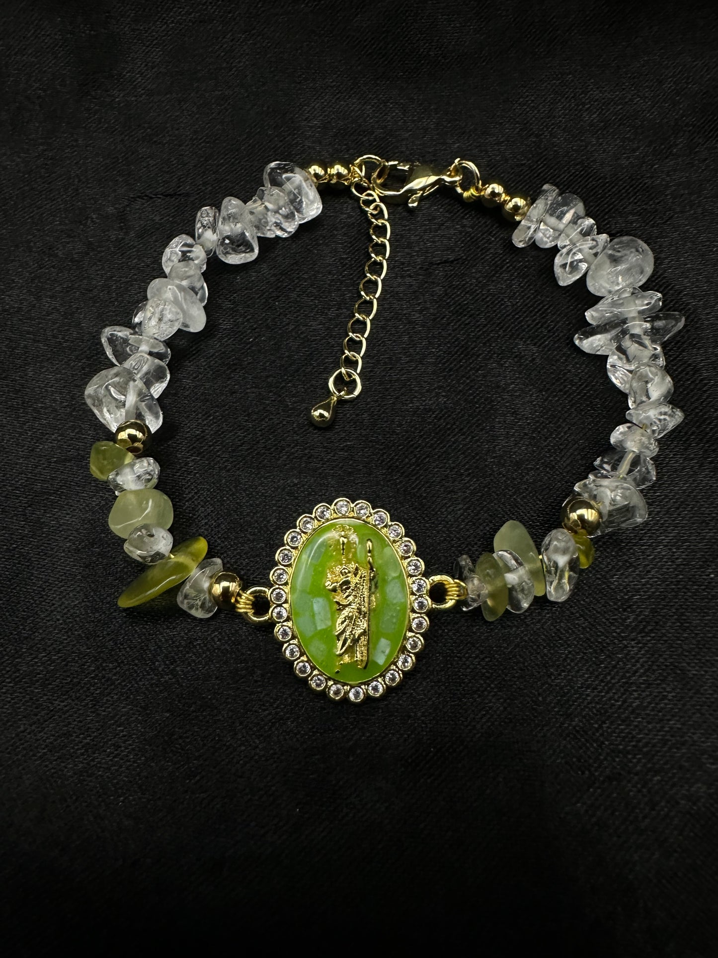 Green San Judas Crystal ￼Bracelet