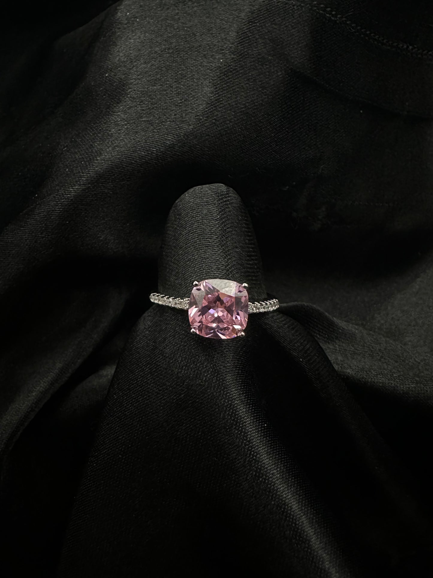 Pink Square Diamond Ring