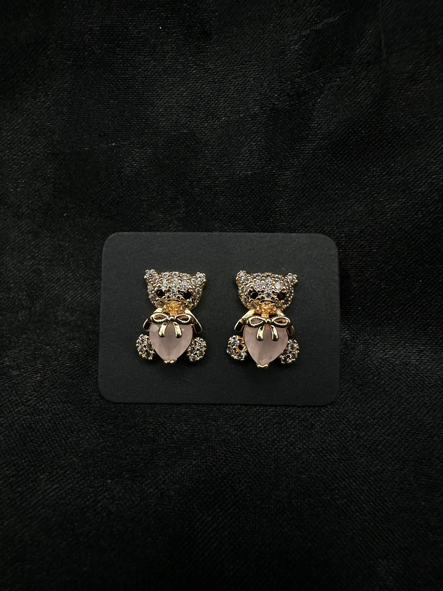 Pink Heart Bear Earrings