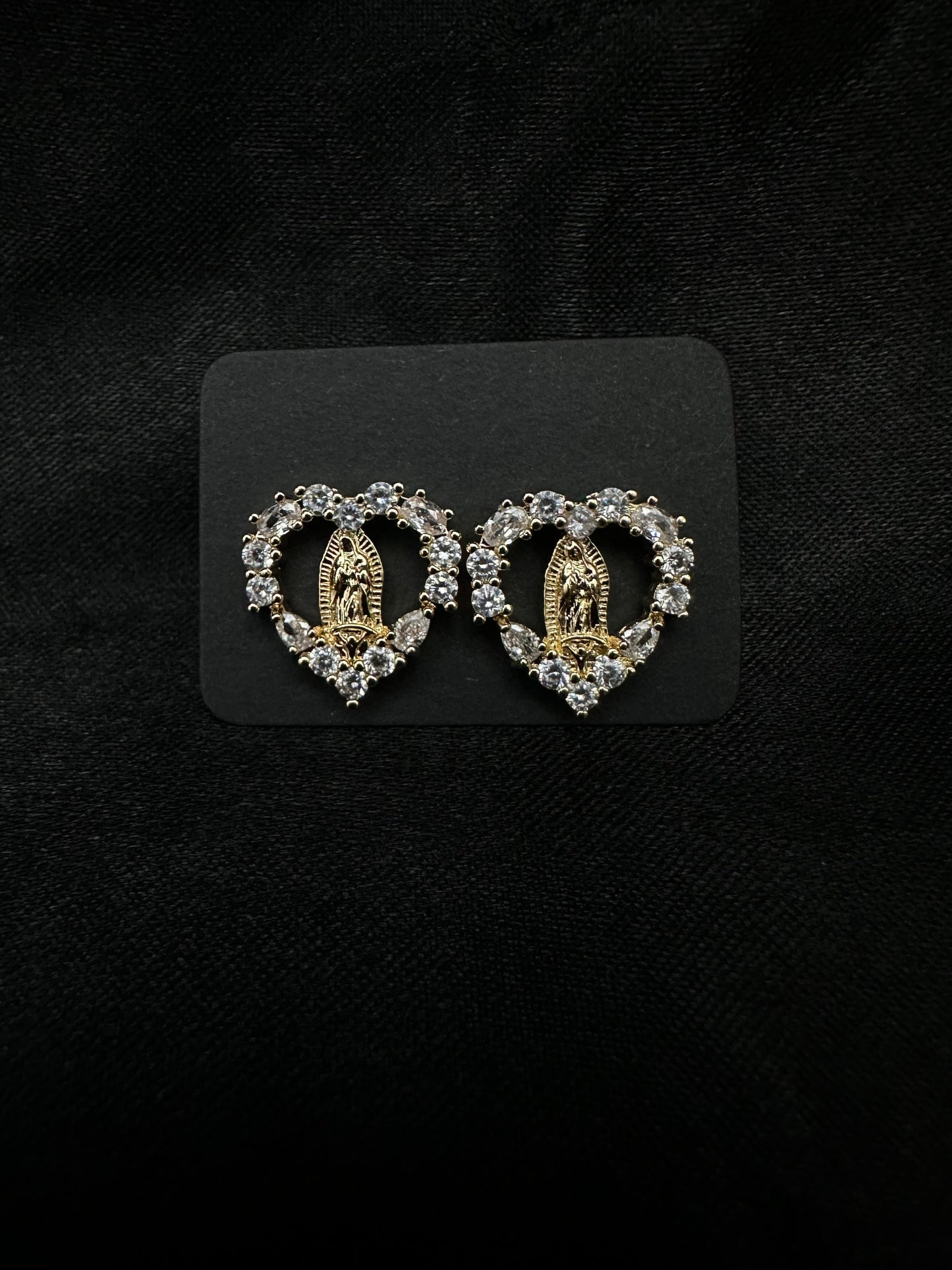 White Diamond Virgin Mary Earrings