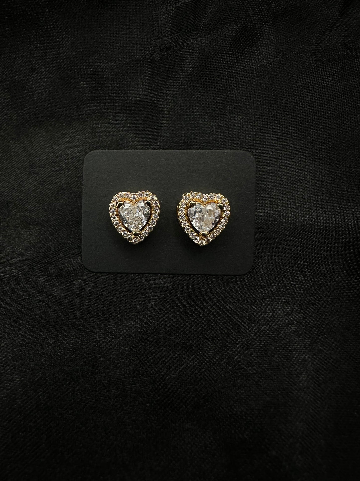 Gold Heart Diamond Earrings