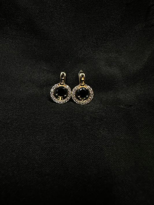 Black Circle Diamond Earrings