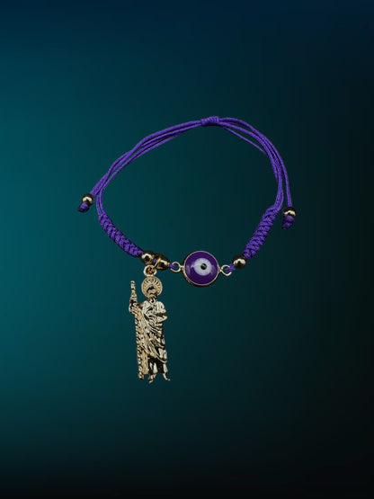 Purple Evil Eye San Judas Bracelet