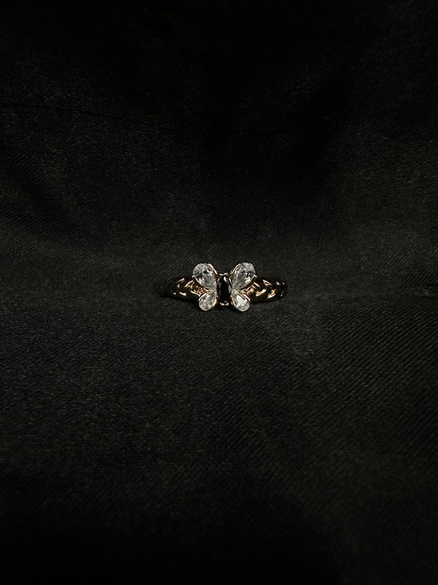 Black Diamond Butterfly Ring