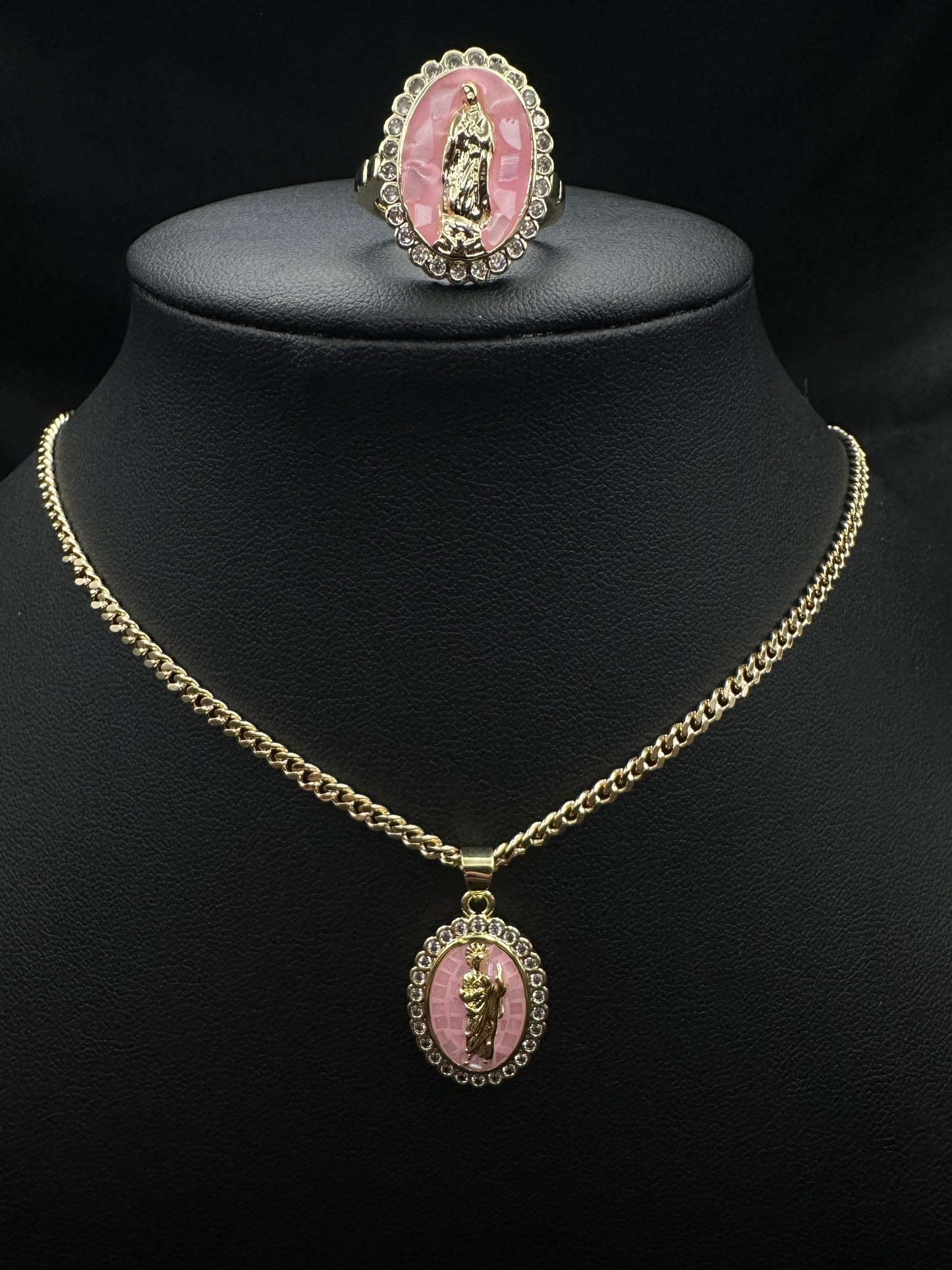 Pink Oval Virgin Mary Set