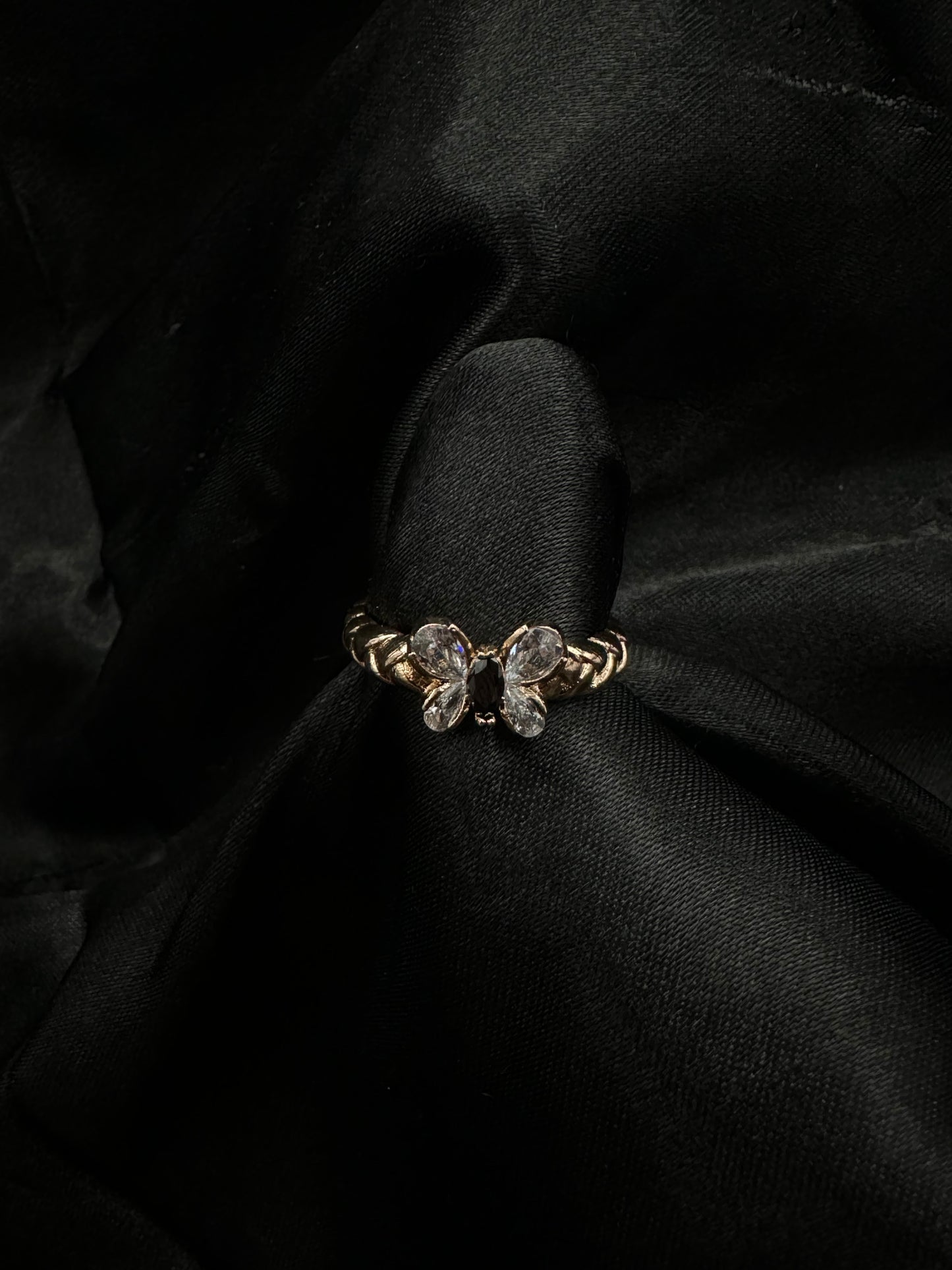 Black Diamond Butterfly Ring