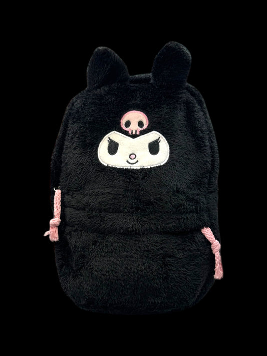 Black Fluffy Backpack